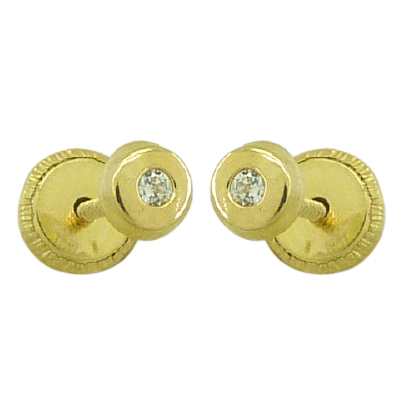 [8408] 3MM ROUND SCREW BACK EARRINGS WITH CZ.