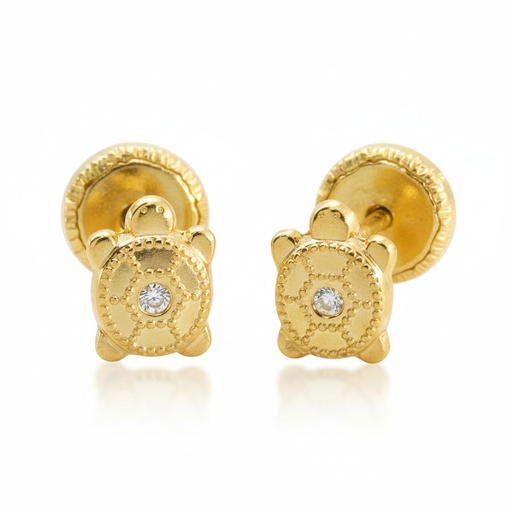 [5467] TURTLE KIDS EARRINGS WITH CZ.5MM.