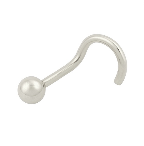 [1095B] 2MM BALL WHITE GOLD NOSE PIERCING.
