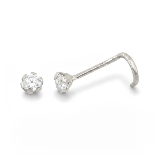[1252B] 2MM CZ WHITE GOLD NOSE PIERCING.