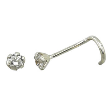 [1252B] 2MM CZ WHITE GOLD NOSE PIERCING.