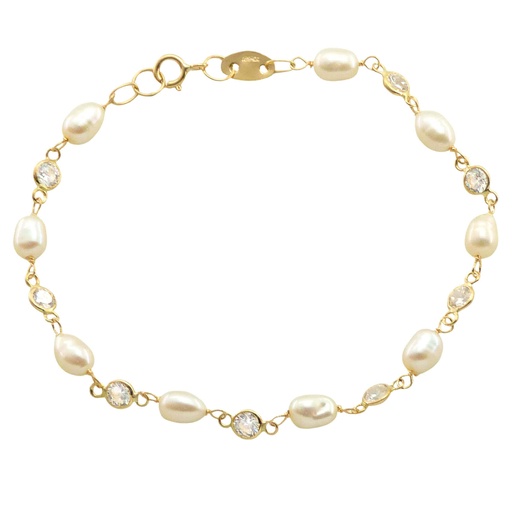 [9000/21] PULSERA COMUNION PERLAS Y  CINCONITAS Perla Cultivada
