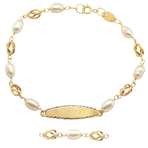 [9001/19] ENGRAVING PLATE HOLY FIRST COMMUNION BRACELET.PEARLS AND CZ.