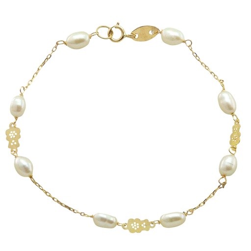 [9000/17] 19CM HOLY FIRST COMMUNION BRACELET .TEDDY BEARS AND PEARLS.