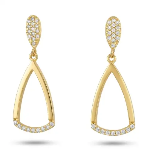 [3680] PENDIENTES LAGRIMAS CON CIRCONITAS. 30x14MM.PRESION