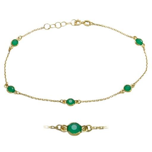 [5139E] 19 CM BRACELET WITH EMERALD COLOR BEZELS.