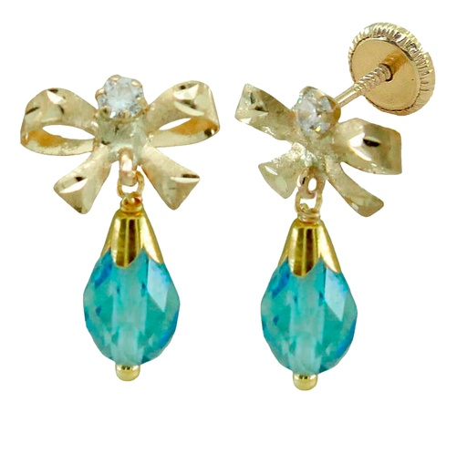 [6047A] 10MM EARRINGS,RIBBON AND BLUE CRYSTAL.SCREW BACK