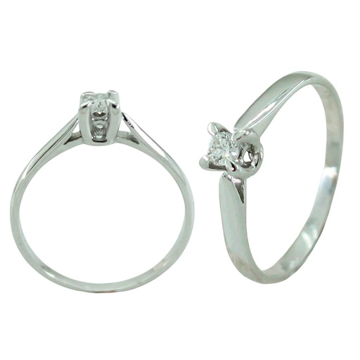 [B4184/11] SOLITARIO ORO BLANCO BRILLANTE  3.00MM VS-H 0.11 CT