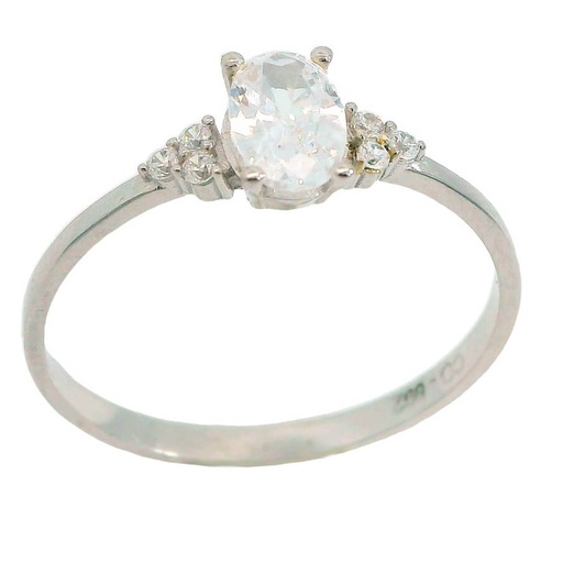 [5862B] OVAL CZ WHITE GOLD RING