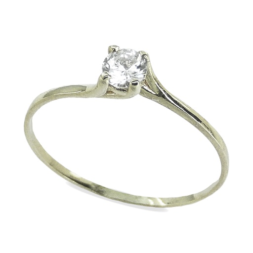 [2944B] WHITE GOLD CZ SOLITAIRE RING.