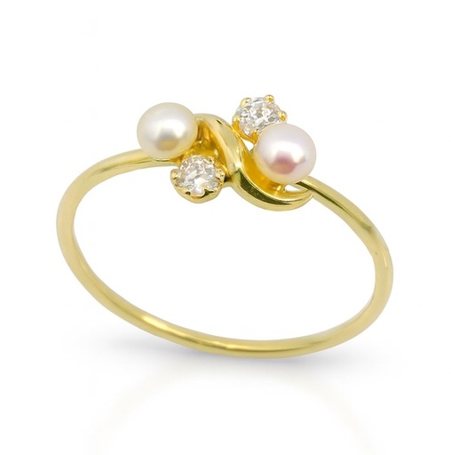 [7520/S] TWO PEARLS AND CZ FIRST HOLY COMMUNION RING.