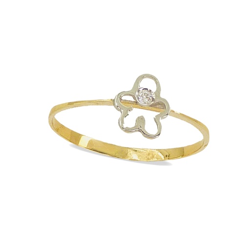 [3388/SB] SORTIJA COMUNION FLOR DE ORO BLANCO Y CIRCONITA.