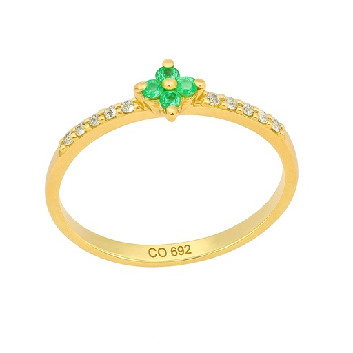[B4166/SE] RINGS WITH 1'5MM EMERALDS AND 10 1MM DIAMONDS H-SI 0.07 TW.