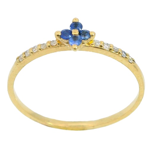 [B4166/SZ] RING WITH 1'5MM ROUND SHAPPIRE AND 1MM 10 DIAMONDS H-SI 0.07 CT TW.