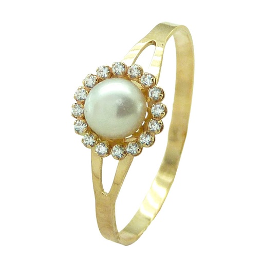 [5479/S] 5MM PEARL AND CZ RING.