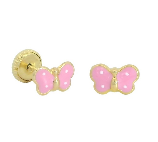 [7212] 7MM ENAMEL BUTTERFLY STUD EARRINGS. SCREW BACK.